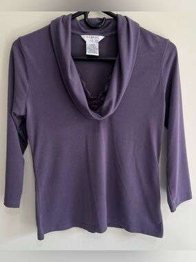 George Stretch Ladies Top in Elderberry Purple with 3/4 Sleeves - Size S (4/6)